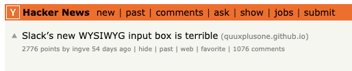 HN post on Slack removing Markdown